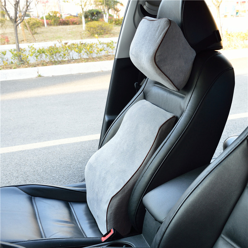 2 PCS Chair Seat Head Pillow & Back Lumbar Support Memory Foam Cushion