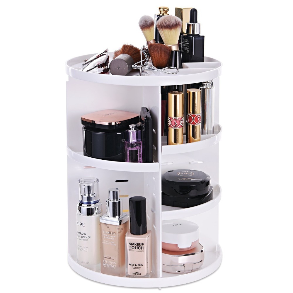 360 Degree Rotating Jewelry Makeup Shelf (White)