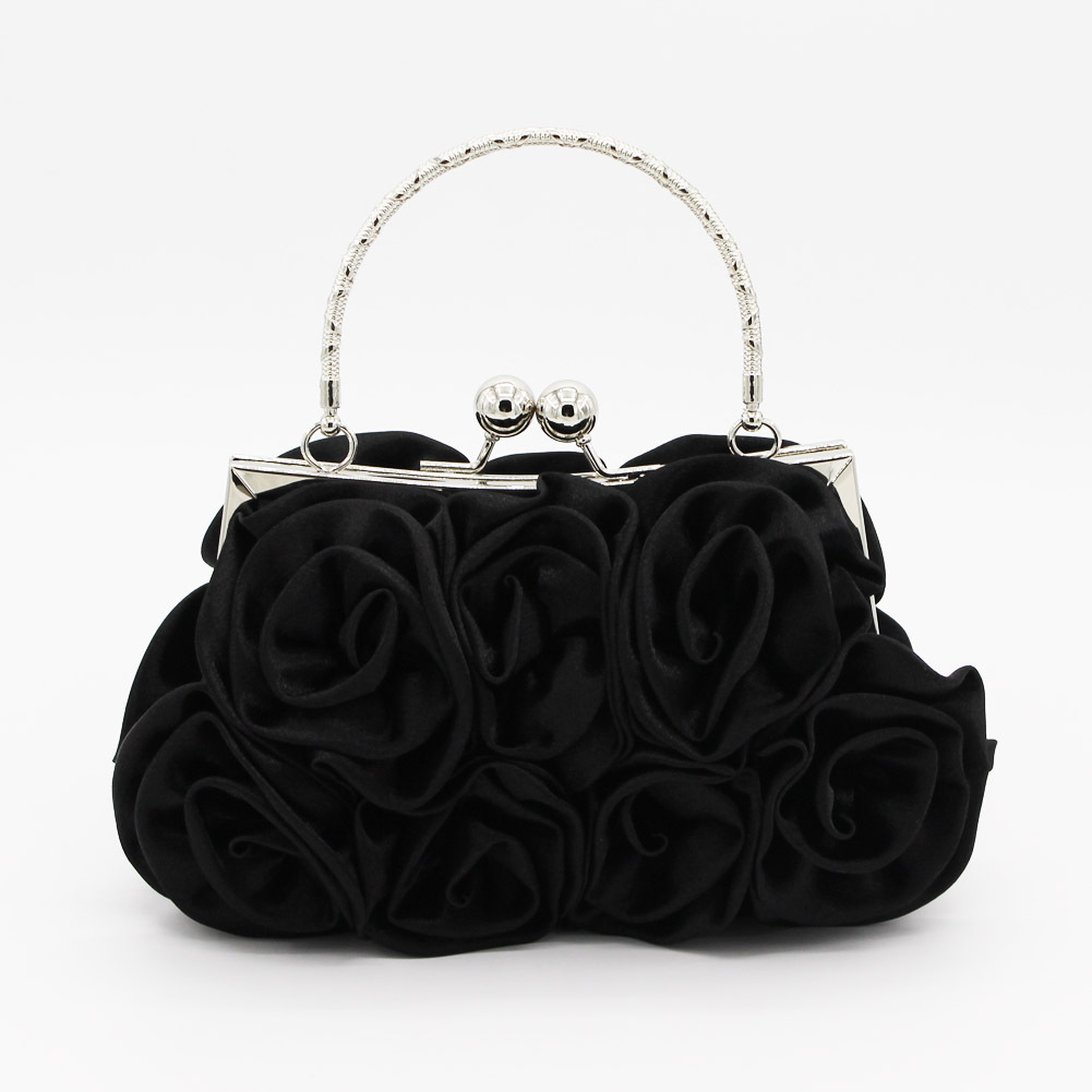 Rose Ladies Event Evening Purse Bag (Black)