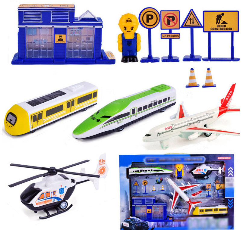 City Transport Car Plane Bus Train Helicopter Kids Toy Set