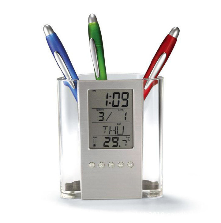 Digital Calendar Pen Holder Alarm Clock