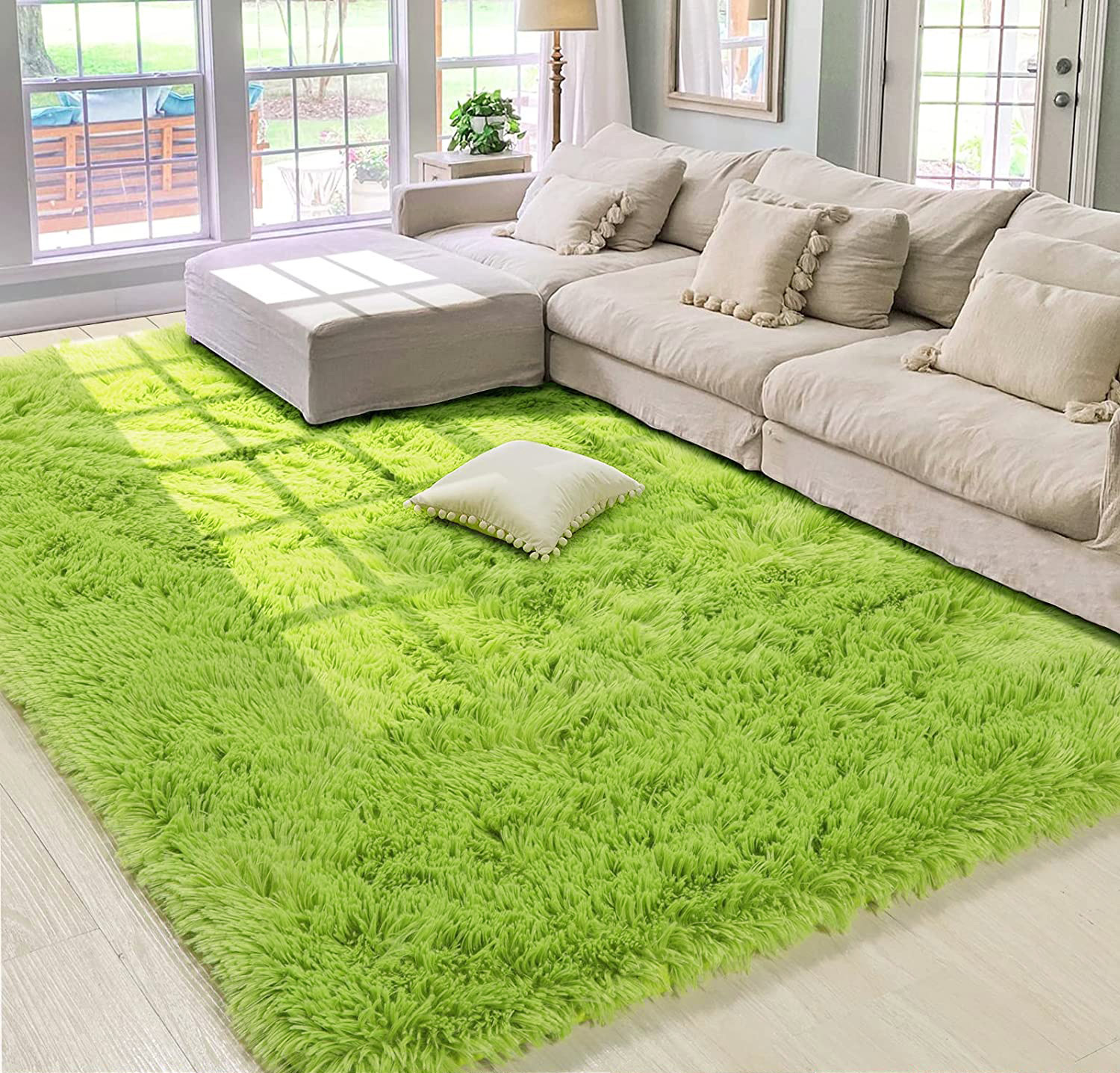 Large Soft Shag Rug Carpet Mat (Green, 230 x 160)