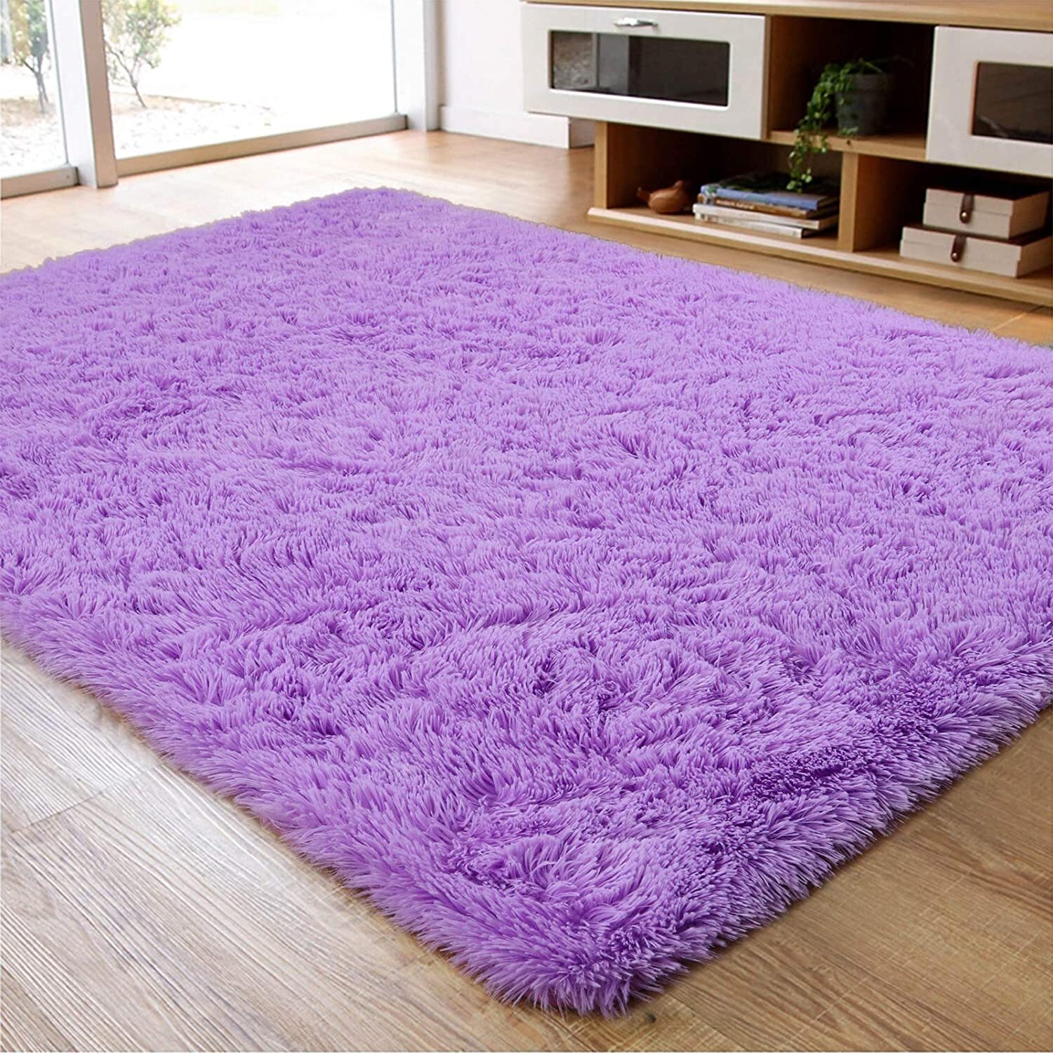 Large Soft Shag Rug Carpet Mat (Purple, 230 x 160)