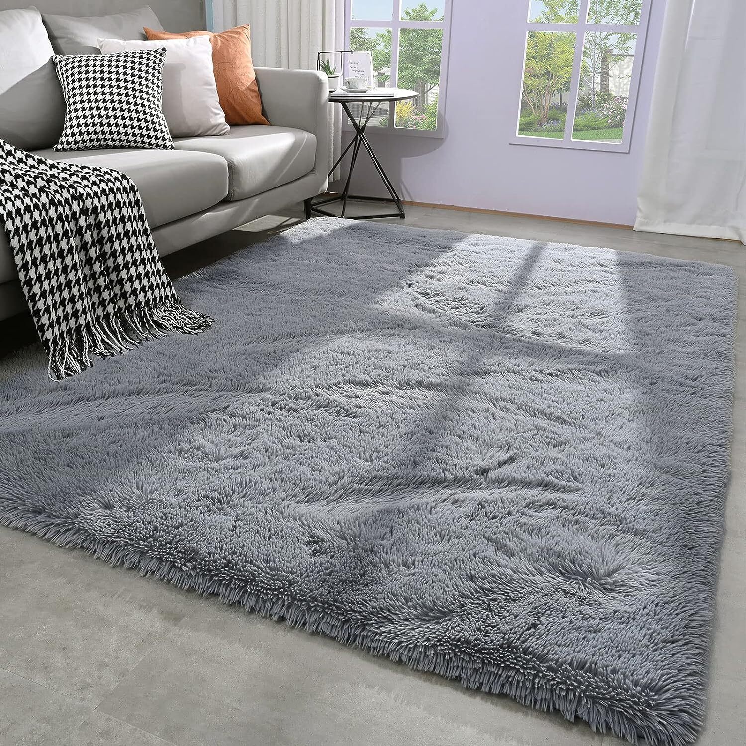 Large Soft Shag Rug Carpet Mat (Grey, 230 x 160)