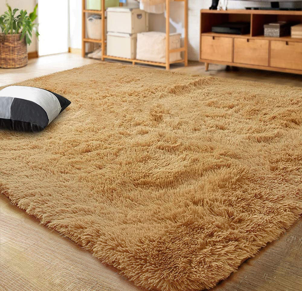 Large Soft Shag Rug Carpet Mat (Caramel, 230 x 160)