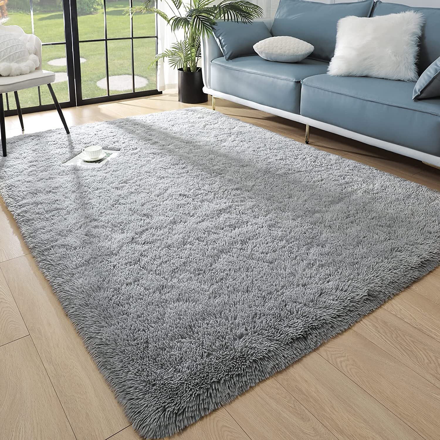 hoek vrouwelijk drijvend Comfy Fluffy Soft Anti-Slip Rug Floor Mat (Grey,160 x 230)