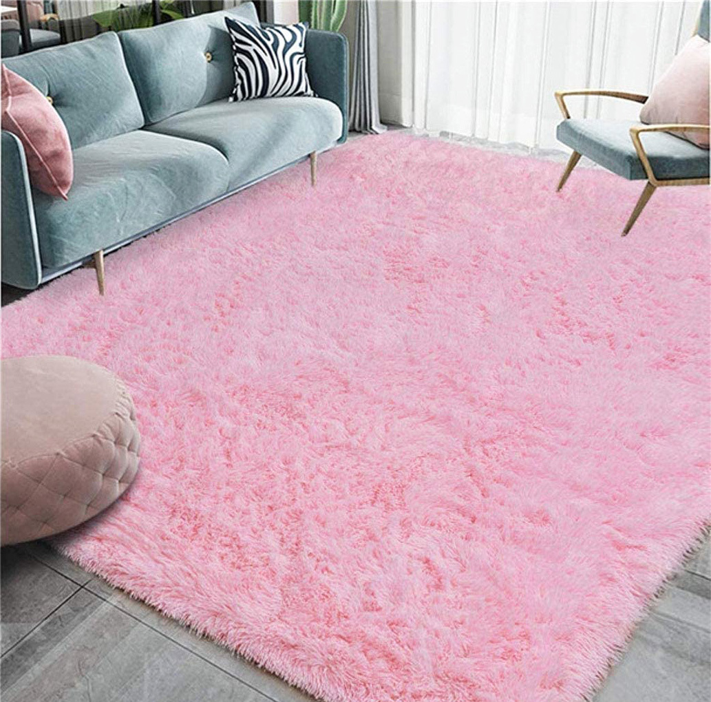 4m Extra Large Soft Shag Rug Carpet Mat (Pink, 400 x 200)