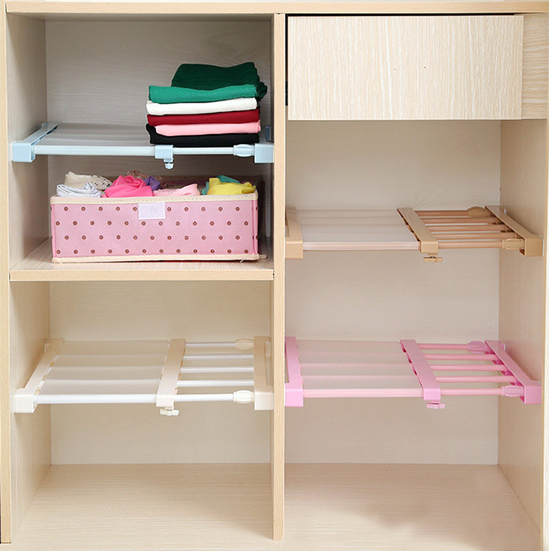 Extendable Clothes Shelf Closet Bathroom Kitchen Organiser 50-80cm
