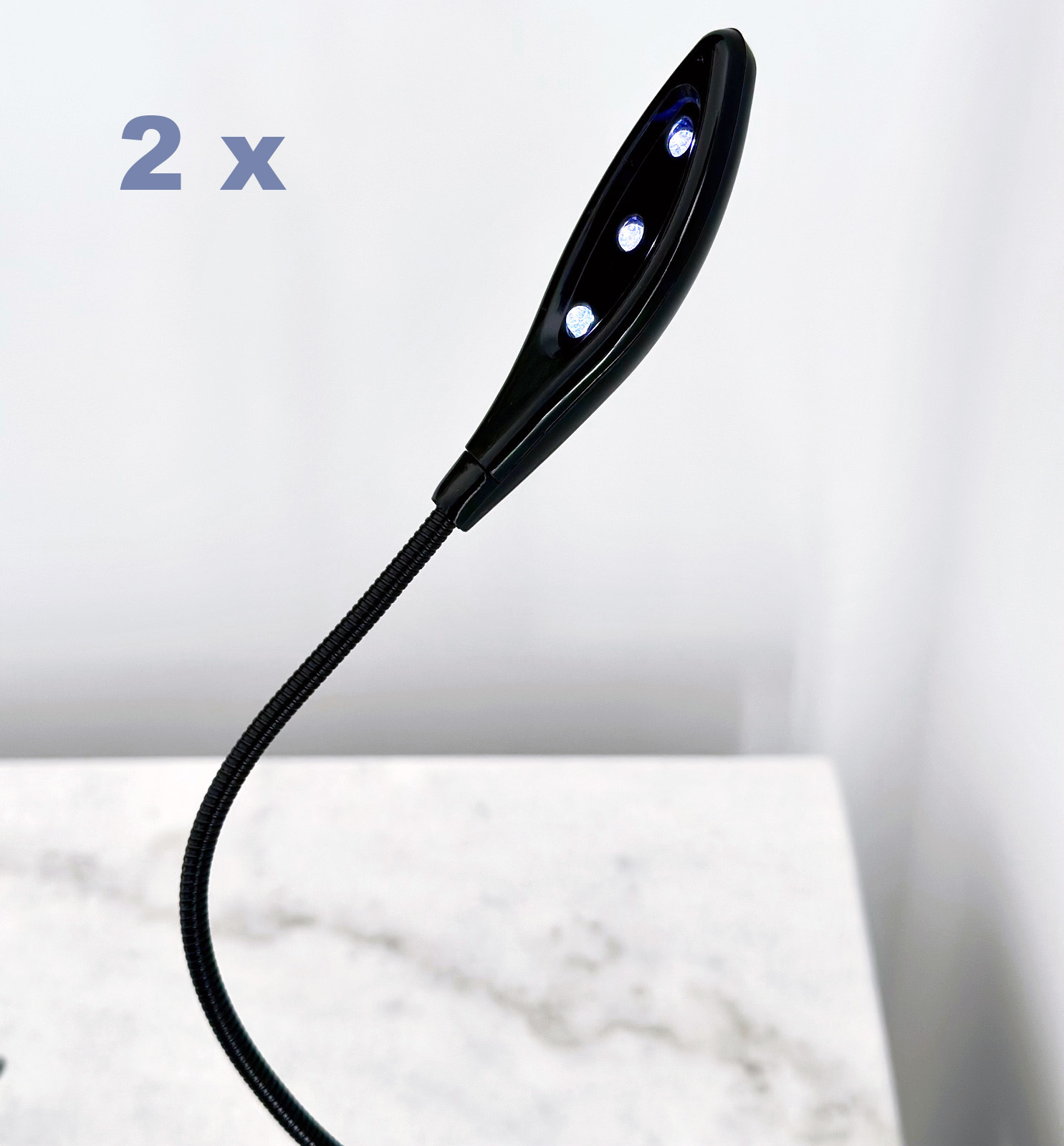 2 x Portable LED Flexi Light Reading Lamp (Black Snake)