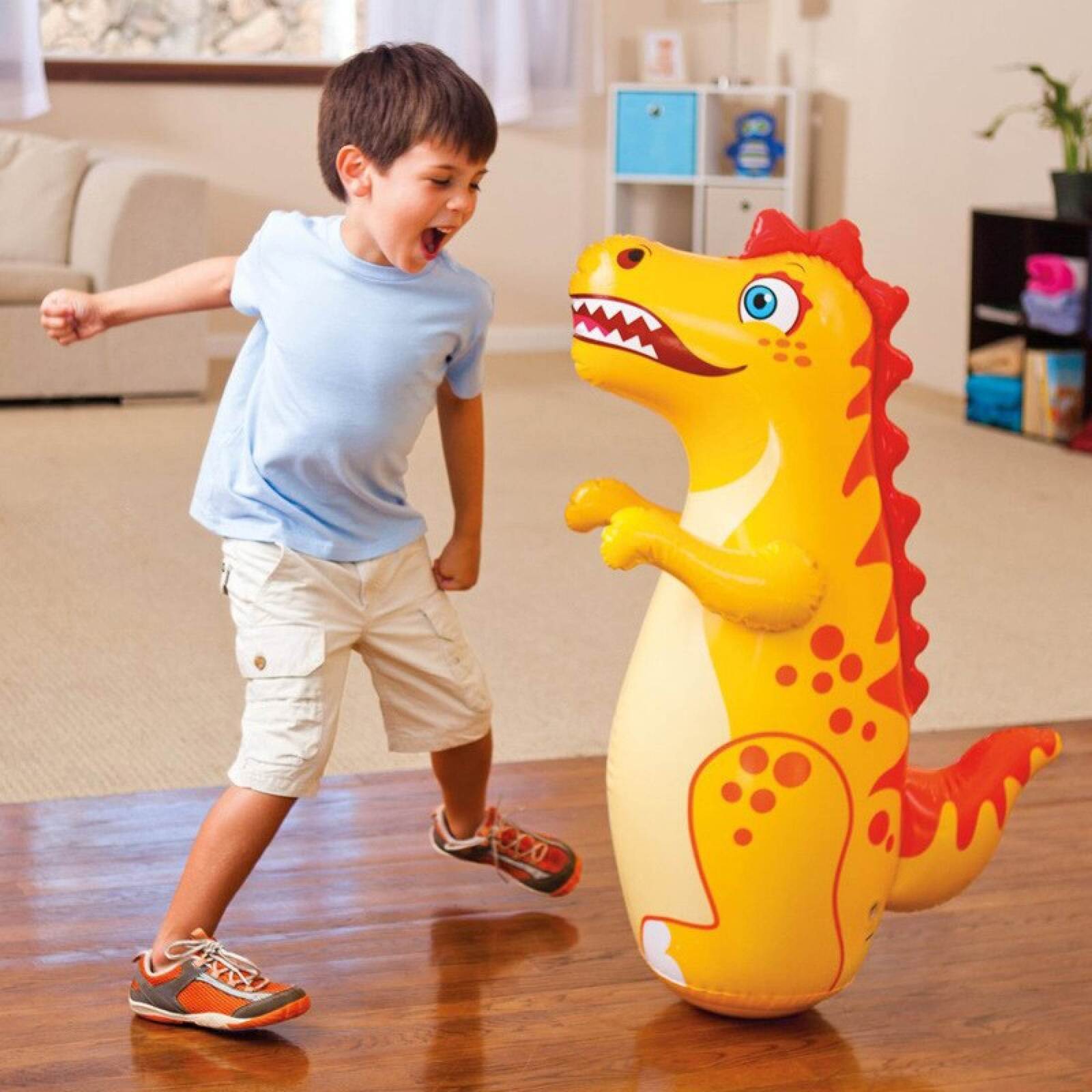 Intex Inflatable Animal Toy 3D Bop Bag (Yellow Dinosaur)