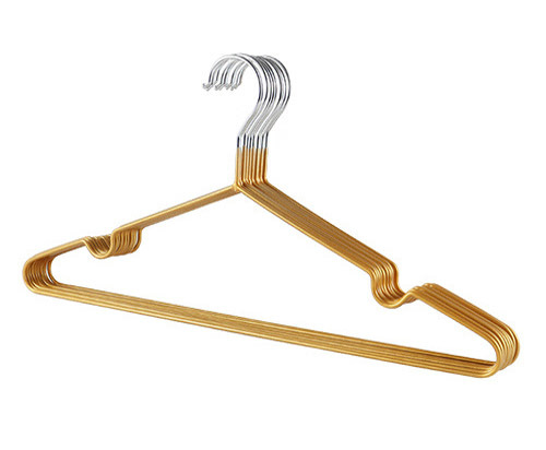 10 x Pack Metal Clothes Coat Hangers - Gold
