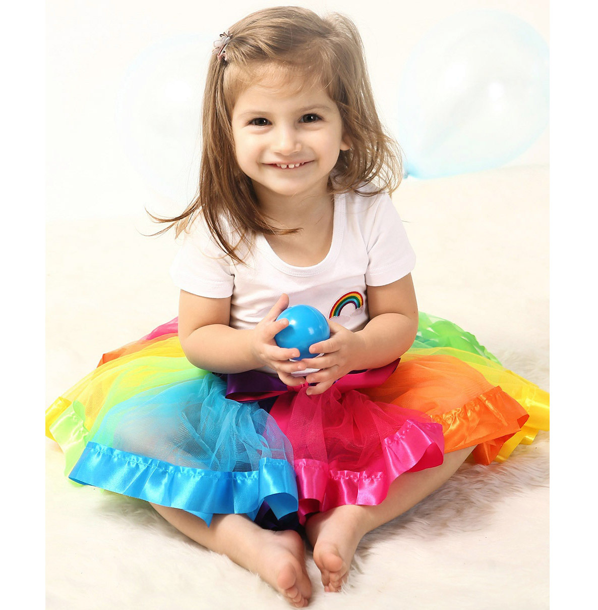 Deluxe Girl's Princess Tutu Skirt (Colourful Rainbow)