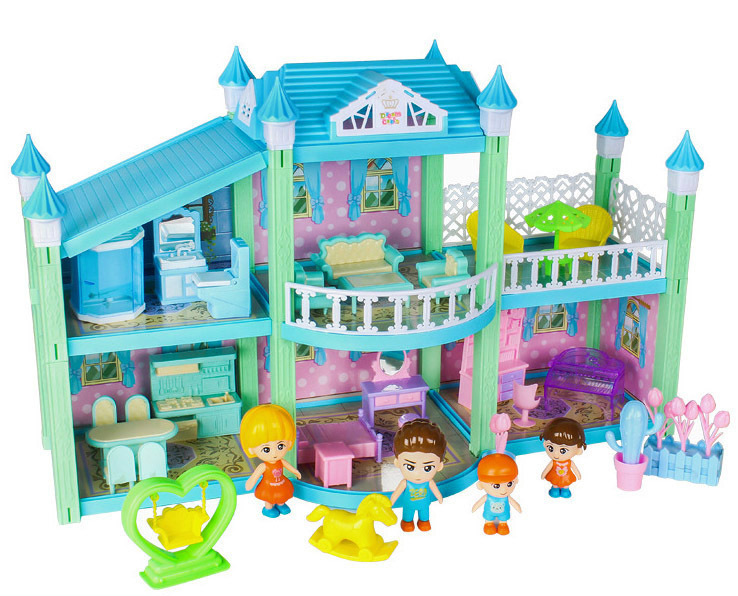 Multi-level Large Mansion Castle Doll House Palace Toy Set with Furniture