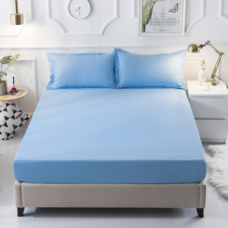 3 PC Set Luxe Bedding Set Waterproof Fitted Sheet/Mattress Protector & Pillowcases - Queen Size (Blue)