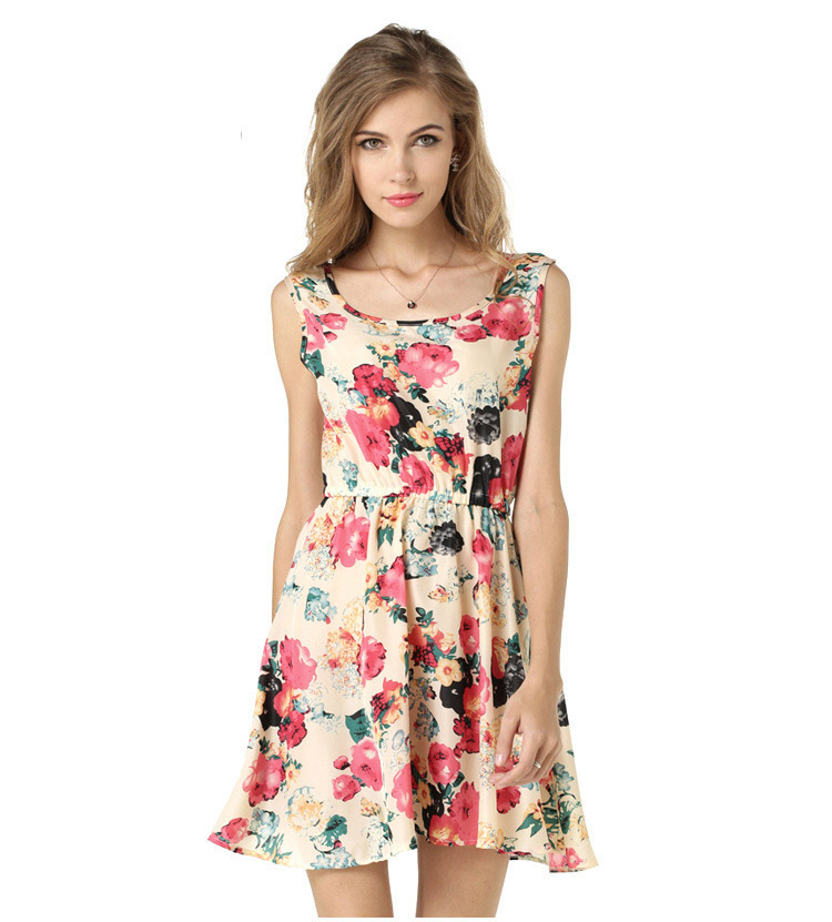 Blossom Floral Chiffon Dress [Size: XXL]