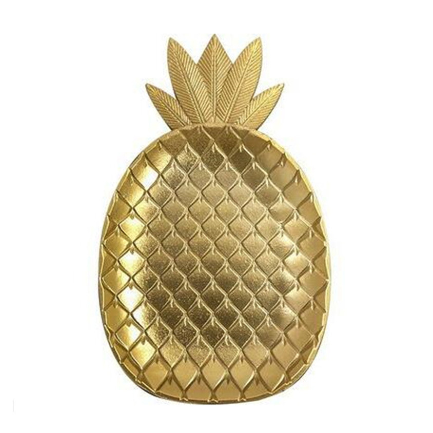 Large Golden Pineapple Dish Snack Fruit Plate Decorative Food Tray