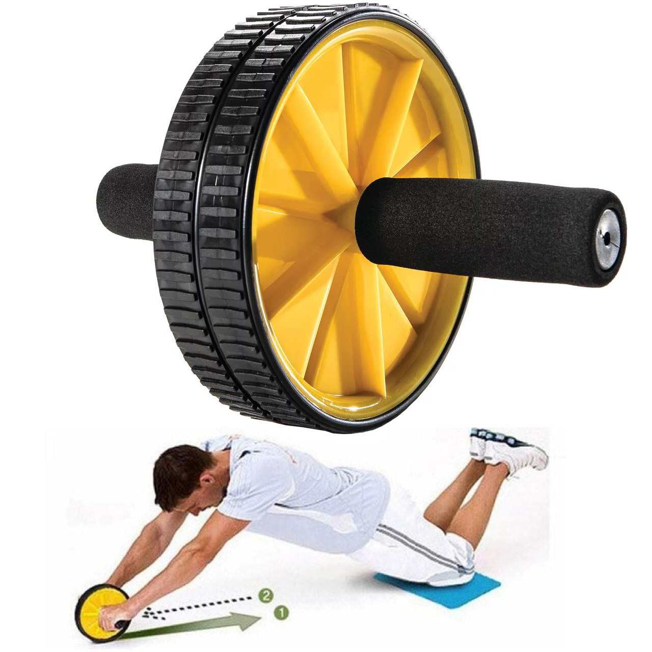 Abdominal Wheel Ab Roller Total Body Exerciser with Knee Pad