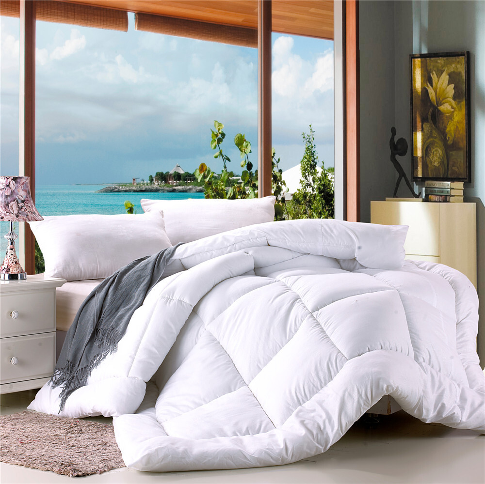 Royal Comforter Microfiber Quilt Doona Blanket (White, King Size)