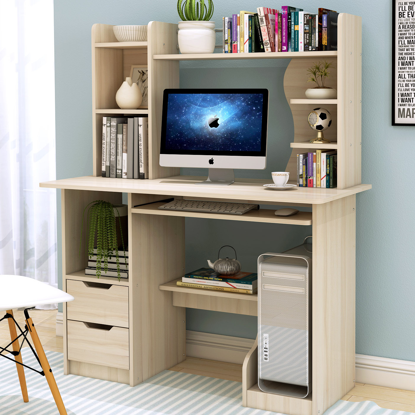 Computer Desk Table Shelf Drawer Office Study Student Furniture