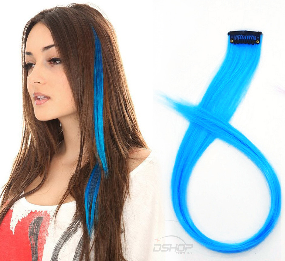 Instant Clip In Hair Extension Highlight (Mermaid Blue)
