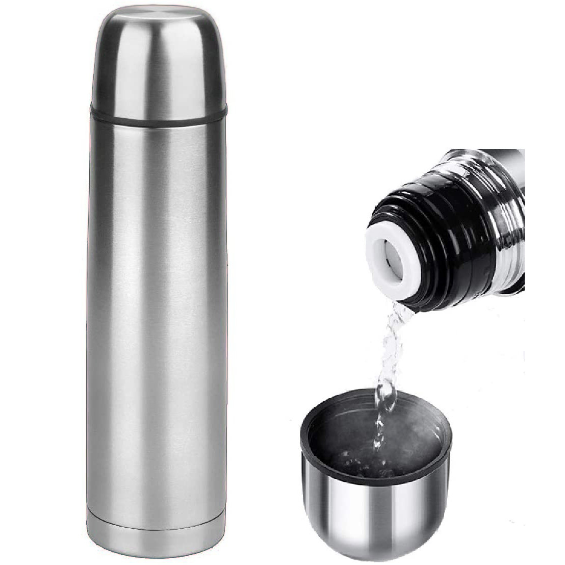 1L Large Stainless Steel Thermal Flask Insulated Water Bottle (1000ml)