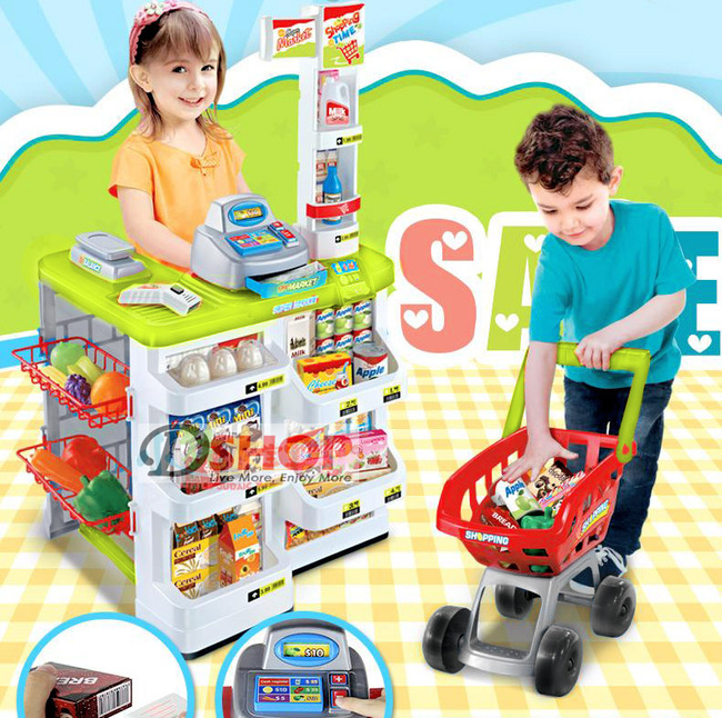Deluxe Supermarket Toy Play Set with Shopping Trolley