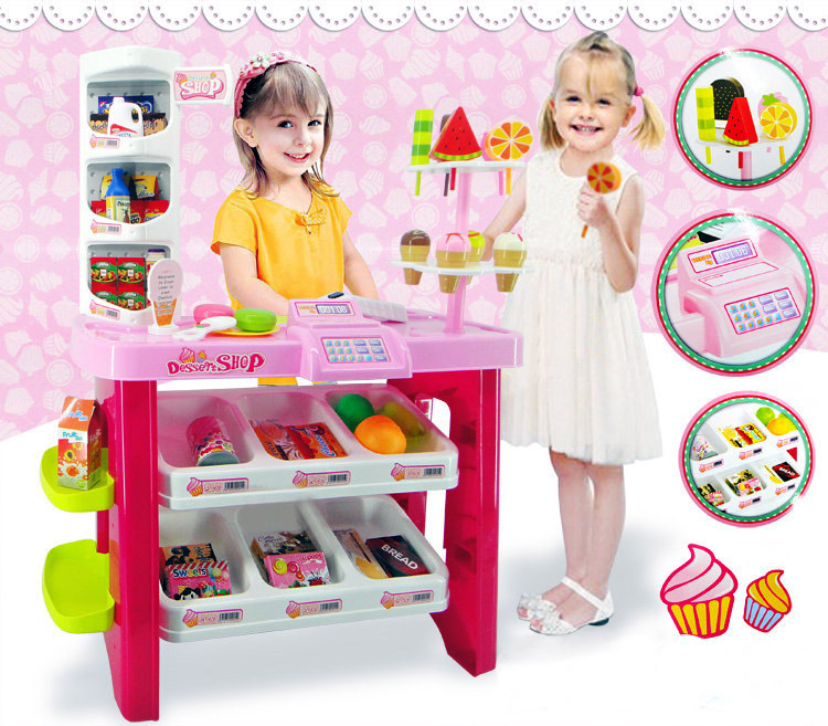 Deluxe Supermarket Dessert Shop Toy Set with Electronic Scanner