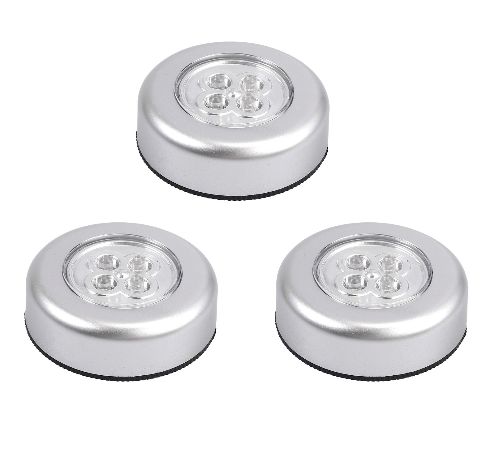 3 x Touch Control Night Light 4 LED Round Lamps 