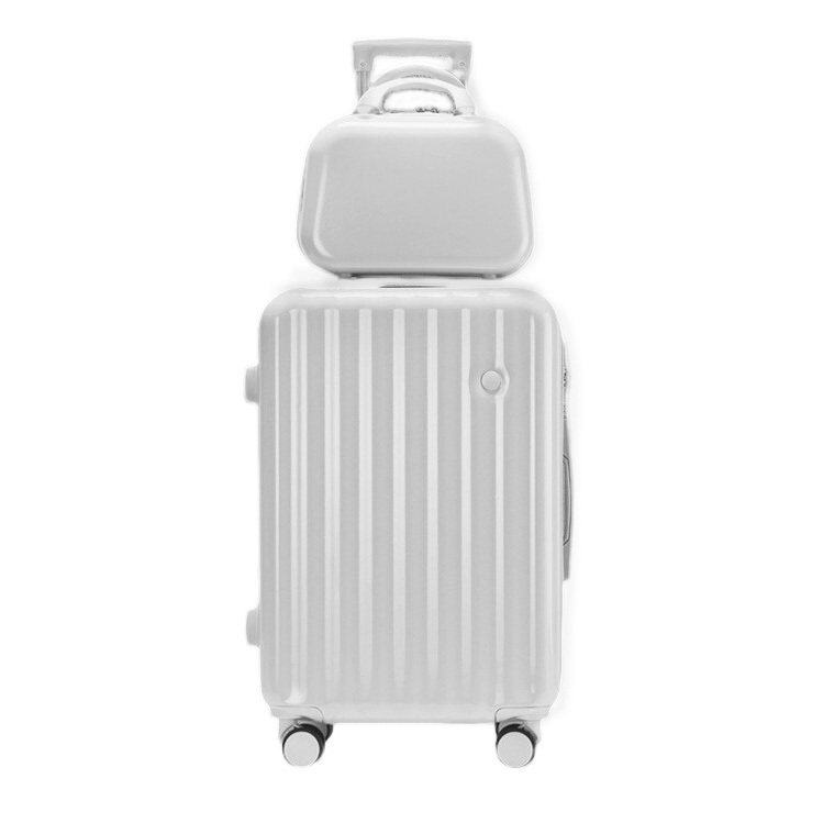 2-Piece Designer Standard Cabin Carry-On Luggage Suitcase Set (White)