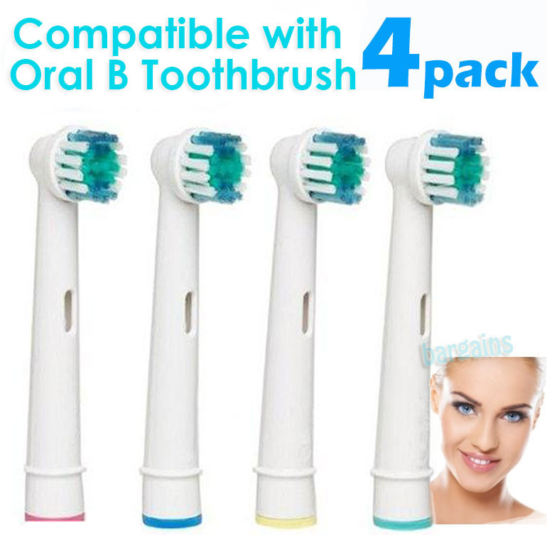 4 x Tooth Brush Heads - Oral-B Compatible (1 Package) 