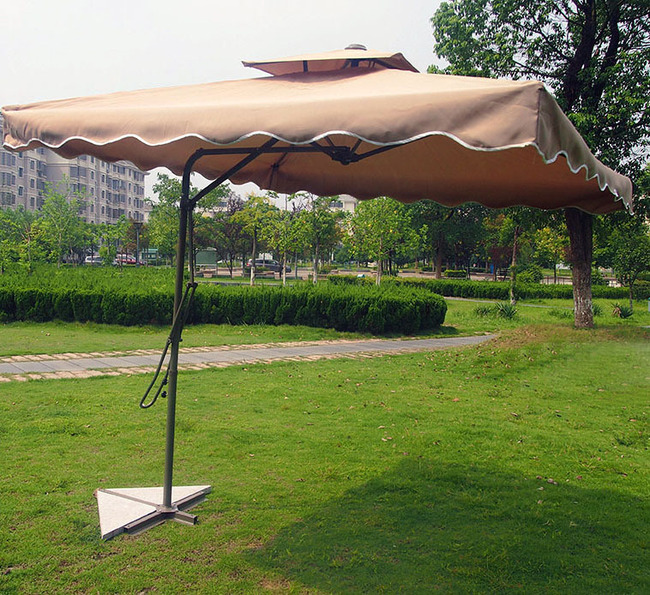 Varossa Large Square Cantilever Outdoor Umbrella Beige/Tan