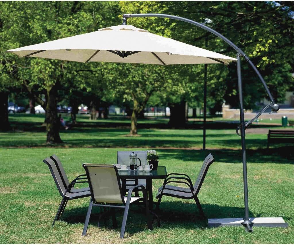 3m Steel Round Cantilever Outdoor Umbrella (White/Cream)