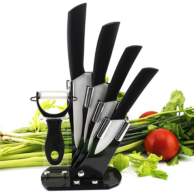 6 Piece Ceramic Knife Set Kitchen Knives Ultra Sharp Blades Black