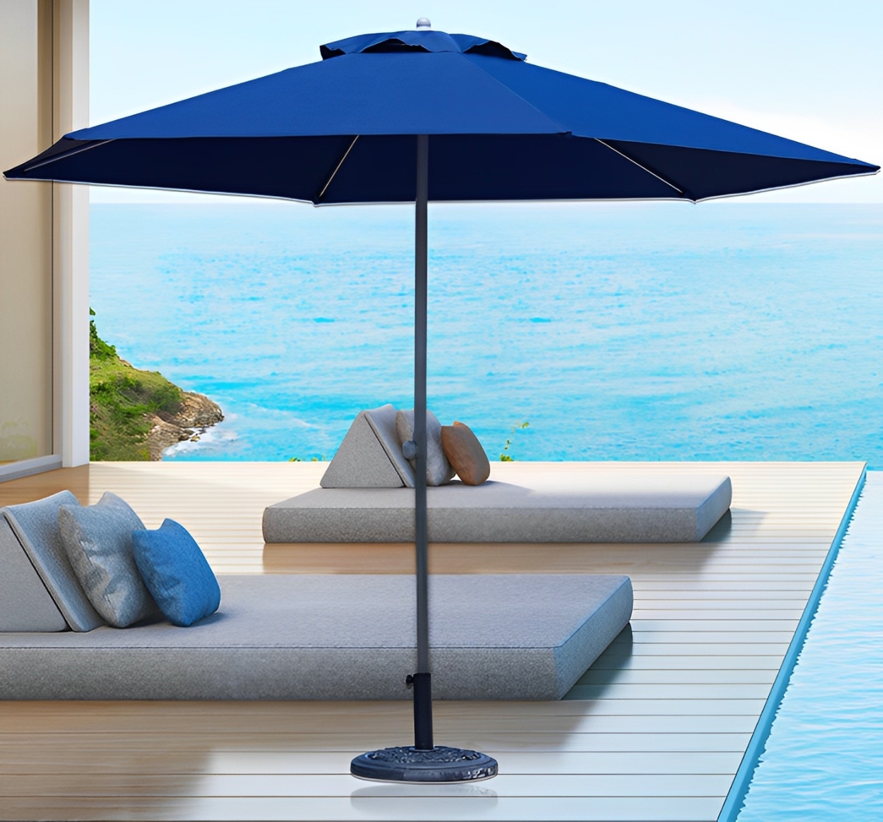 Alfresco 3m Steel Outdoor Garden Patio Market Umbrella (Blue)