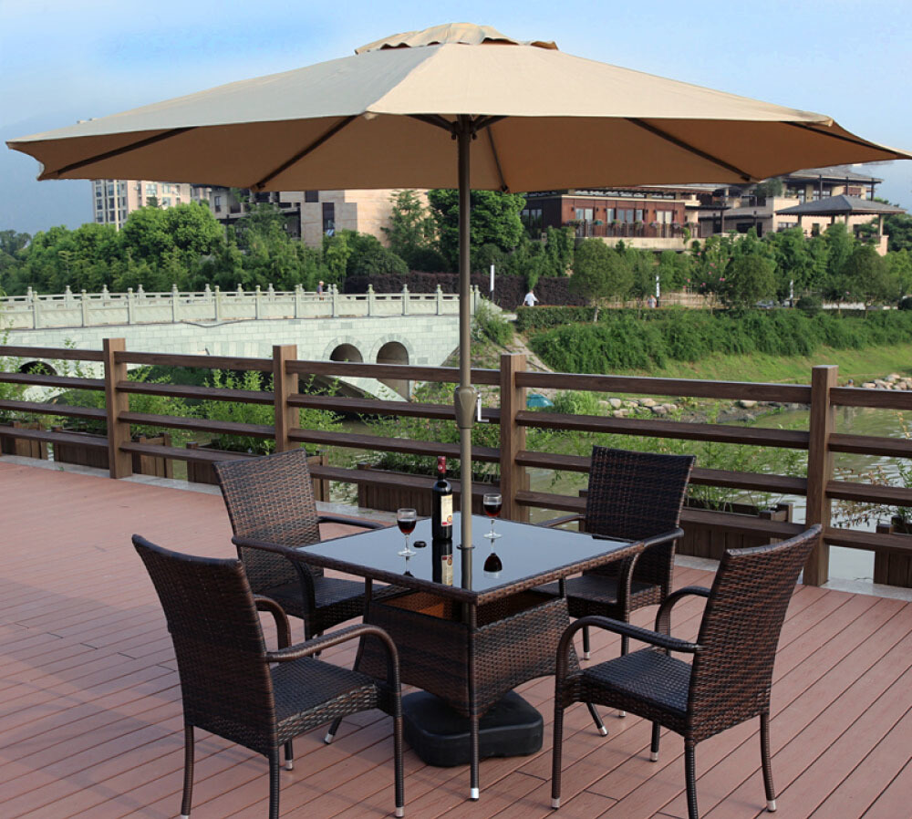 Alfresco 3m Steel Outdoor Garden Patio Market Umbrella (Beige/Tan)