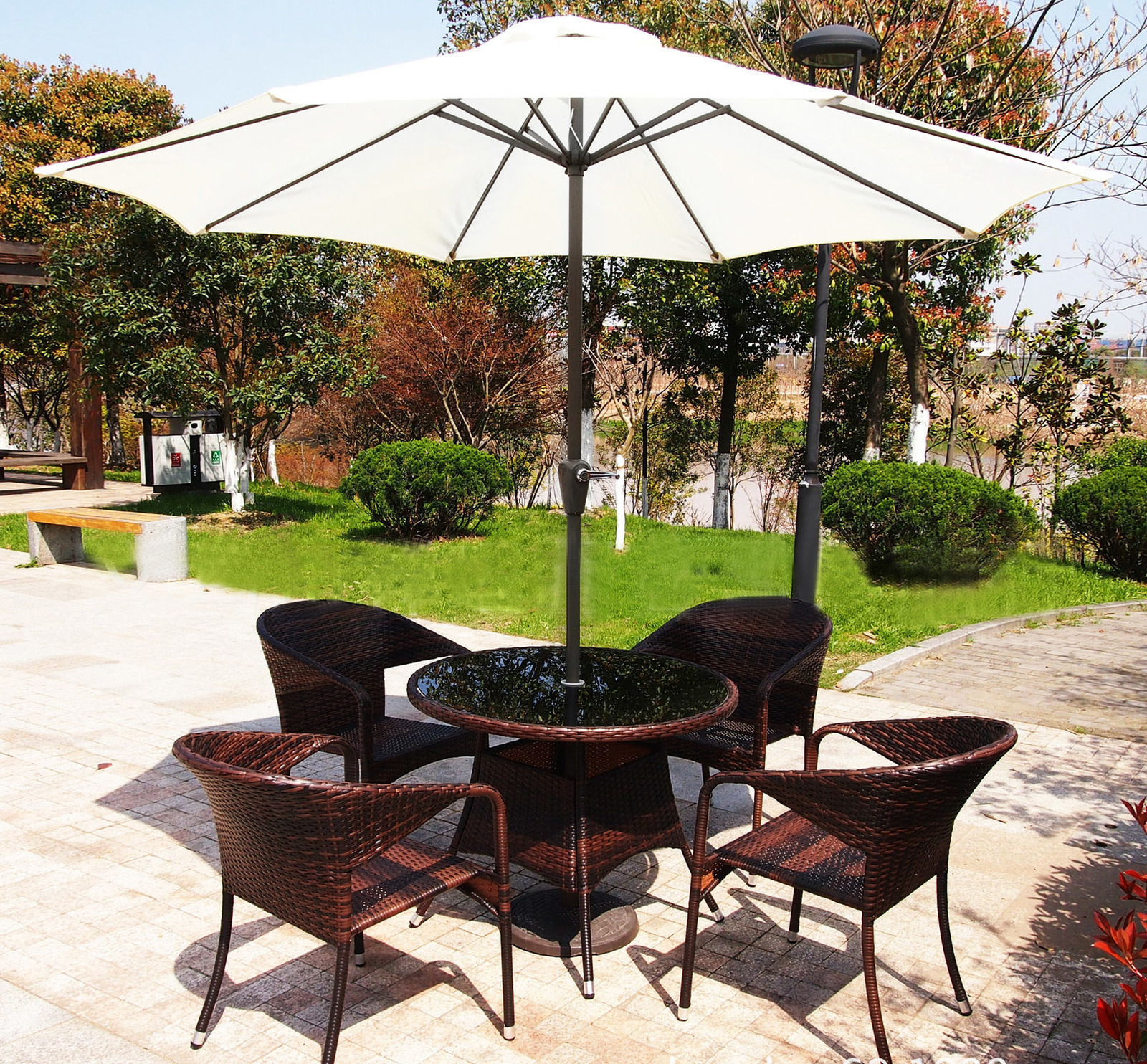 Alfresco 3m Steel Outdoor Garden Patio Market Umbrella (White)