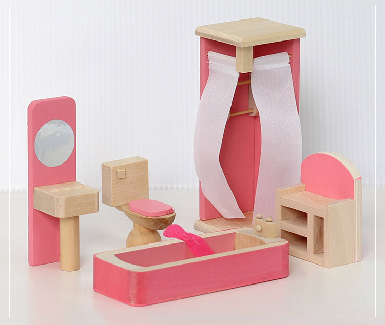 Wooden Furniture Toy Set - Bathroom 5 Pieces