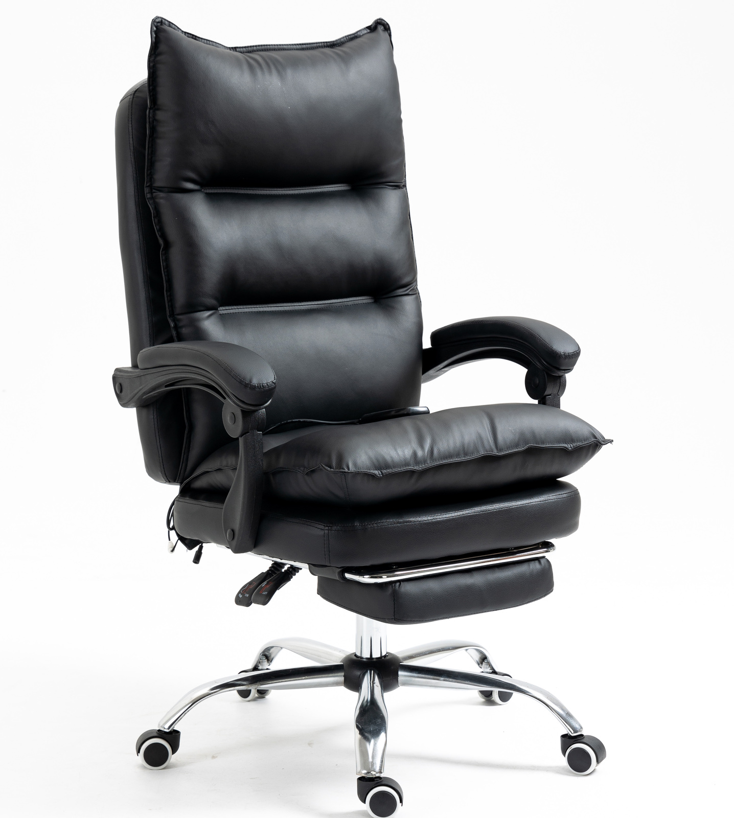 Chieftain Deluxe Plush Executive Reclining Office Chair with Foot Rest (Black)