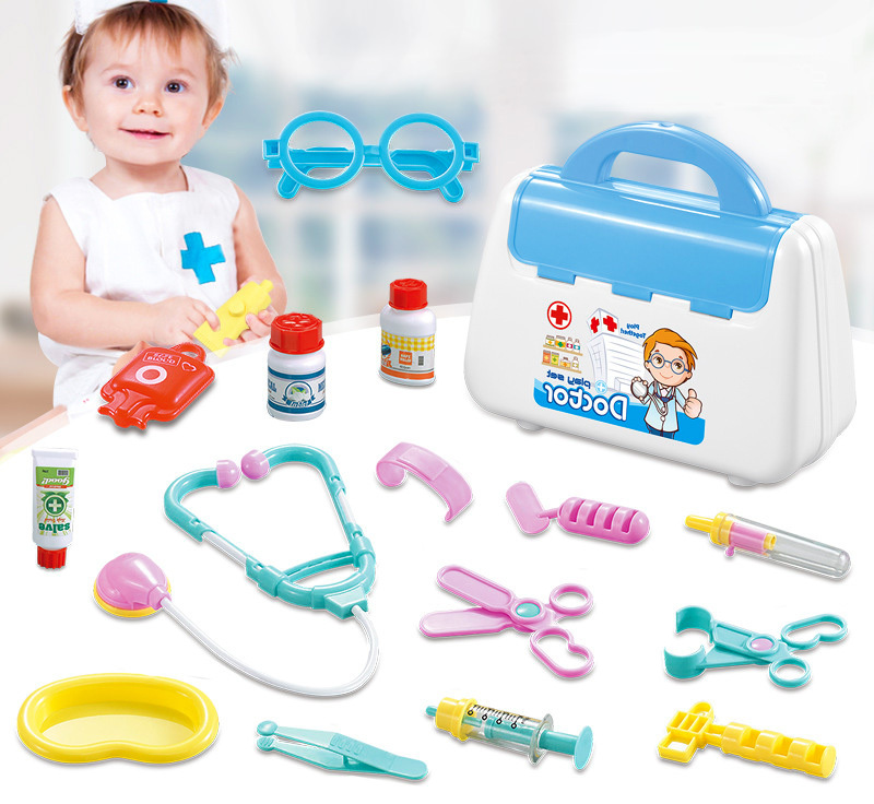 Children's Doctor Play Toy 15PC Kit (Blue Set)