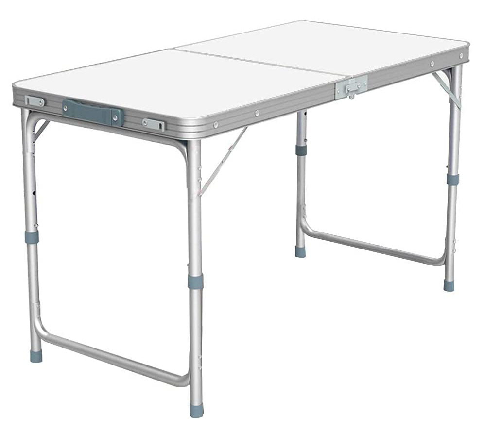 Outdoor Folding Table Adjustable Foldable 120cm (White)