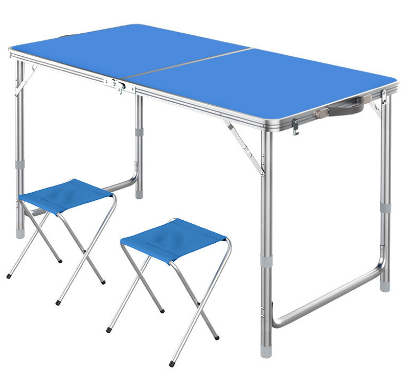 3-Piece Outdoor Camp Setting Folding Table & Chairs Set  (Blue)