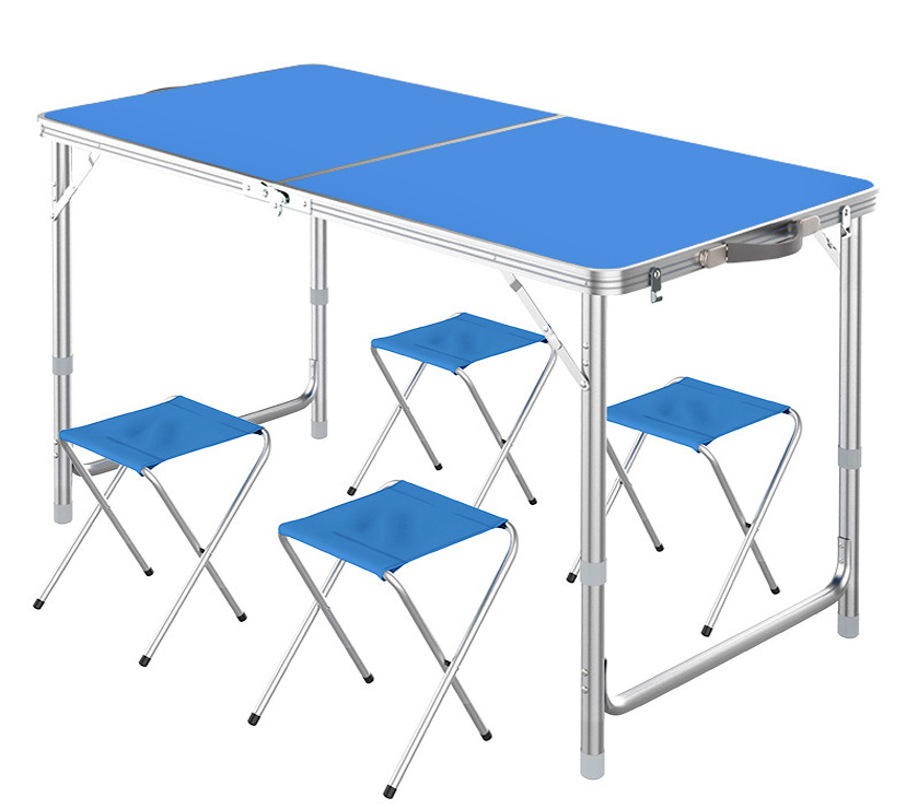 5-Piece Outdoor Camp Setting Folding Table & Chairs Set  (Blue)