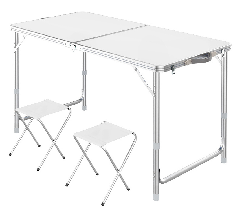 3-Piece Outdoor Camp Setting Folding Table & Chairs Set  (White)