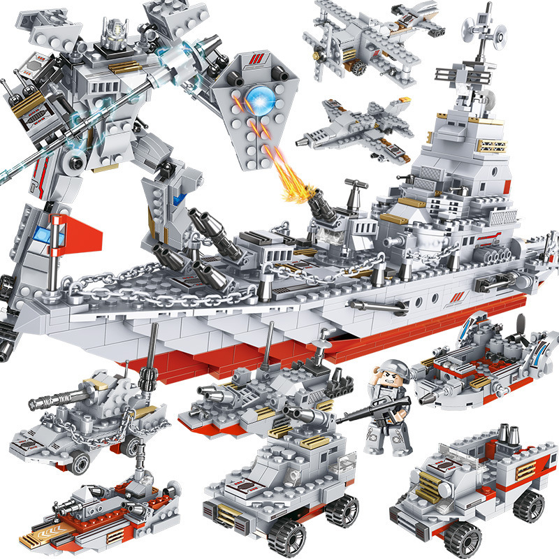 1000 PCS Compatible Building Blocks Battleship 26 Transforming Toy Set 