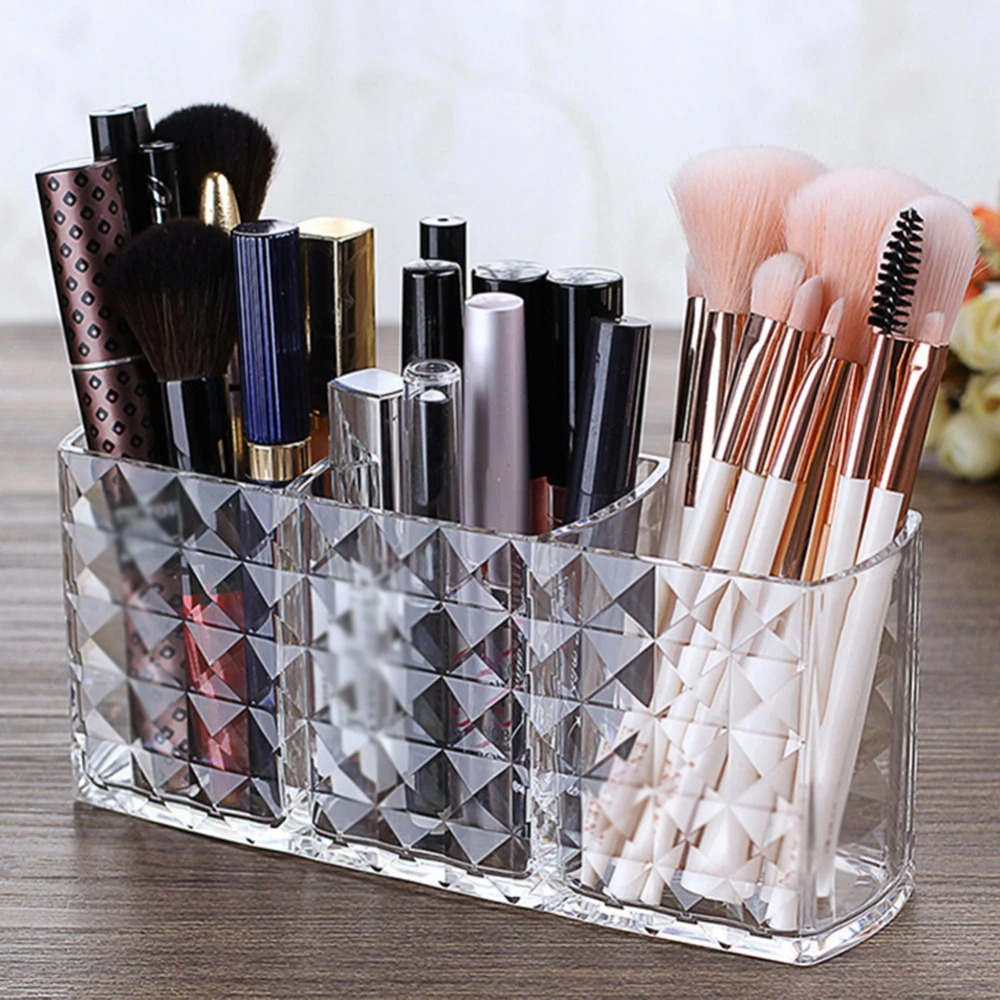 Crystal Makeup Brush Holder Acrylic Cosmetic Desktop Organizer