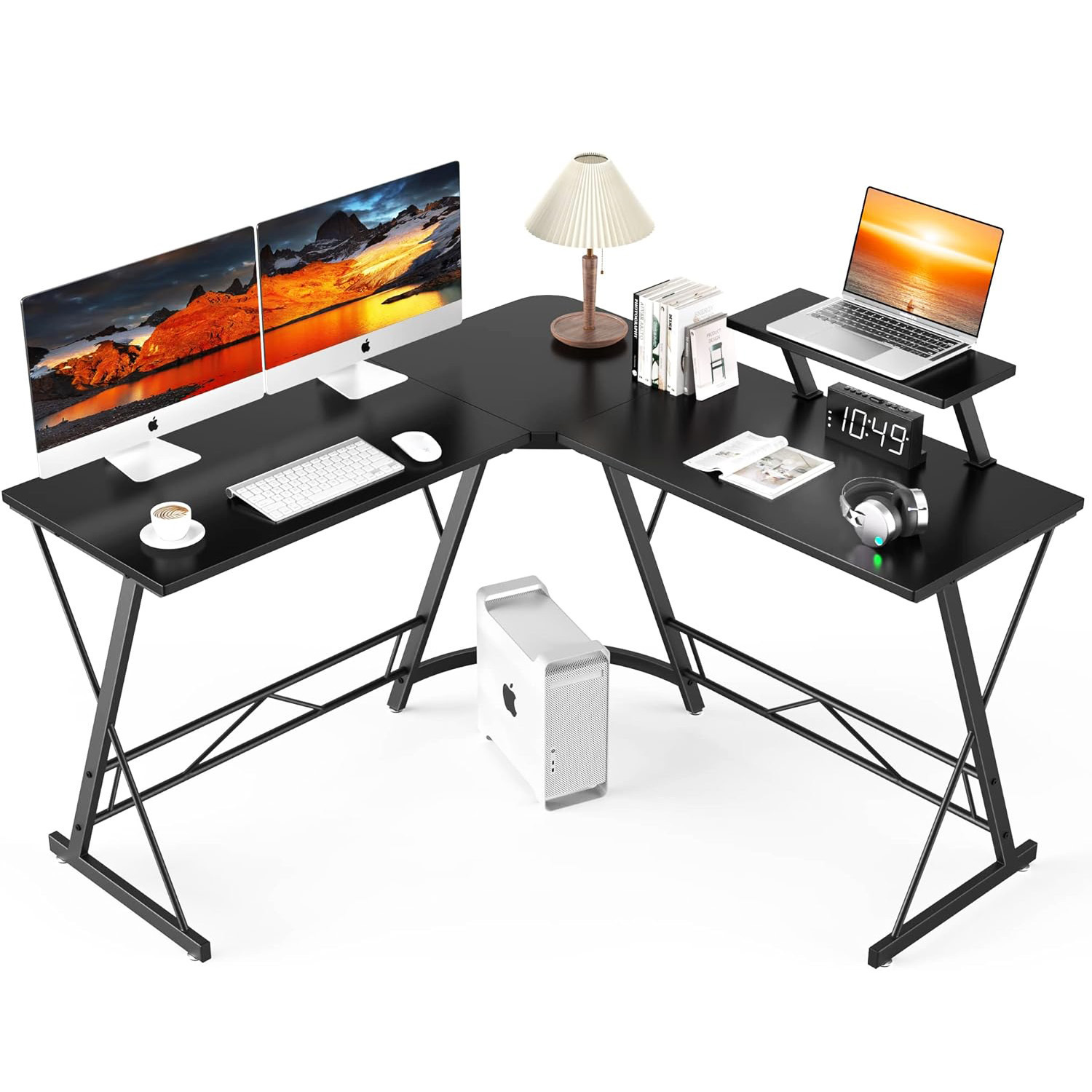 Premium Executive Corner Desk Professional Double Workstation (Black)