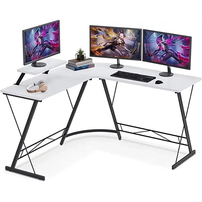 Premium Executive Corner Desk Professional Double Workstation (White)