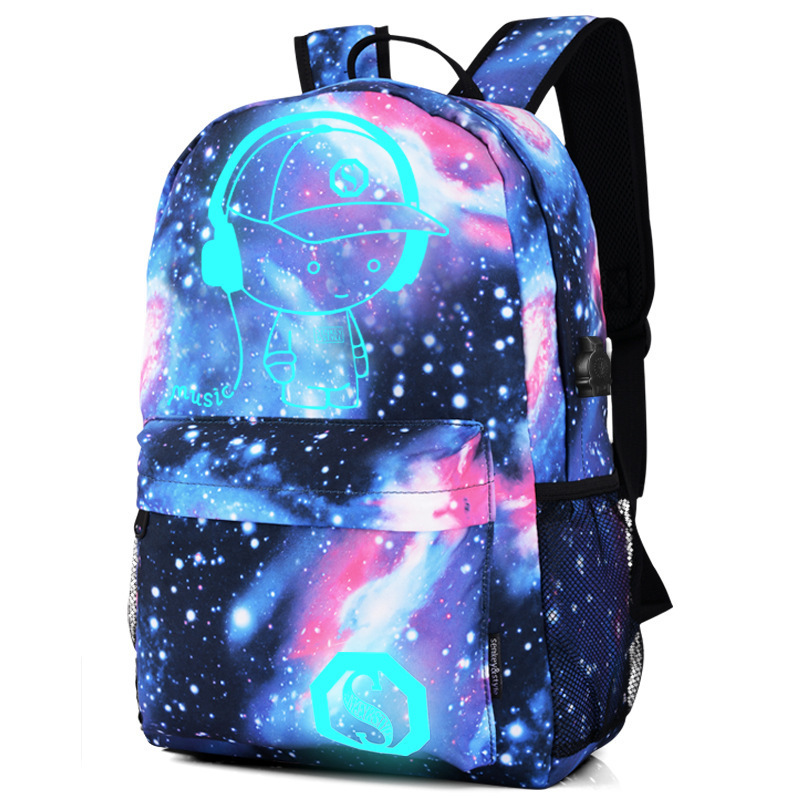 Luminous Backpack Laptop Travel School Bag Glow In Dark Shoulder Bag
