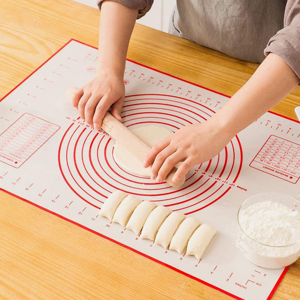 Large Silicone Baking Mat Non Stick Dough Mat with Measurement for Pastry Rolling and Other Recipes