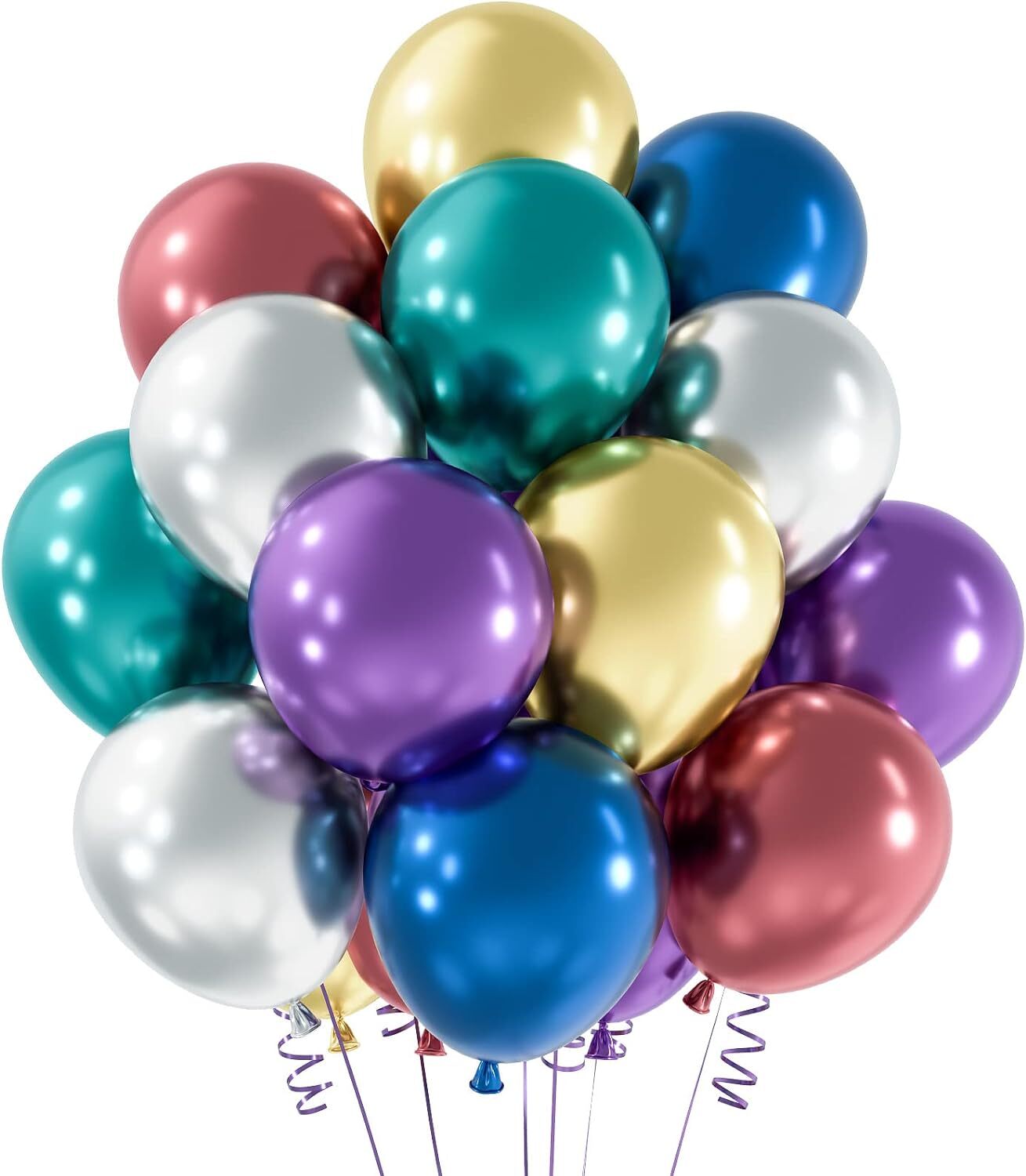 50 PCS Colourful Chrome Metallic Latex Balloons Party Decorations